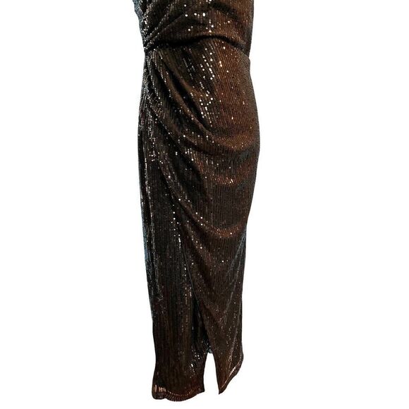NWT AREA STARS Black Sequin Special Occasion Midi Dress Tulip Hemline L Cocktail - Picture 4 of 12